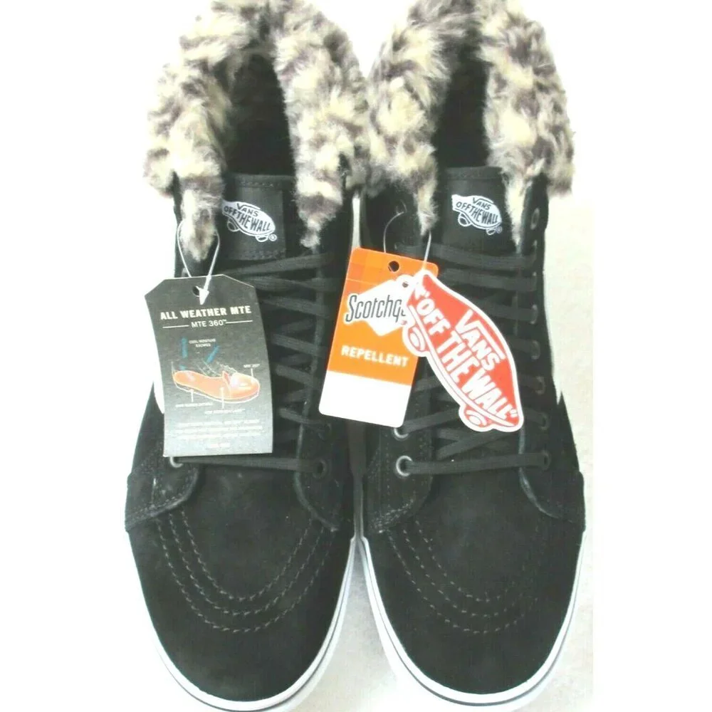 Vans Women's Sk8-Hi Platform MTE All Weather Suede Boots Black Leopard Size 5.5